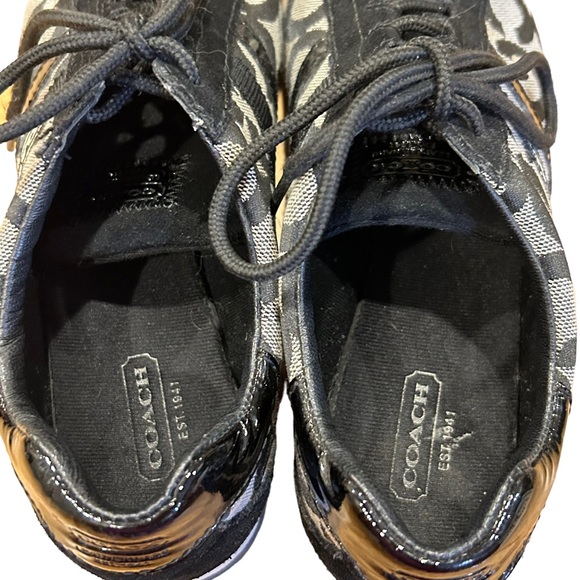 Coach Kathleen Gray Black Logo Sneakers 7.5 - Picture 6 of 9